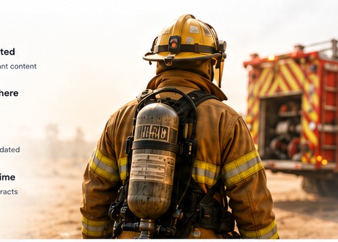 Firefighter in protective equipment